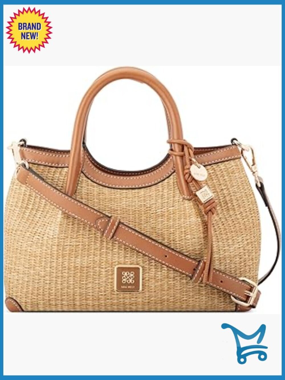 Small Straw Raffia Satchel with Adjustable Strap, Convertible Shoulder Bag